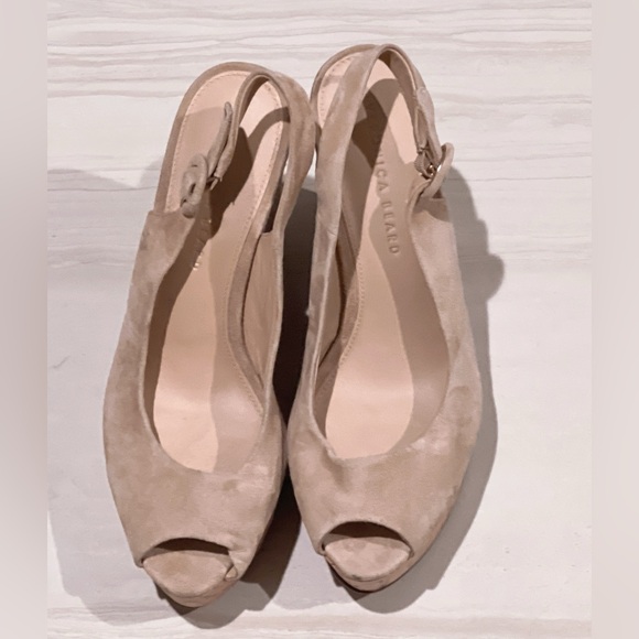 Veronica Beard Dali Suede‎ Slingback Peep-Toe Wedge Sandals
Sand Size: 8.5 NWOB - Picture 12 of 15